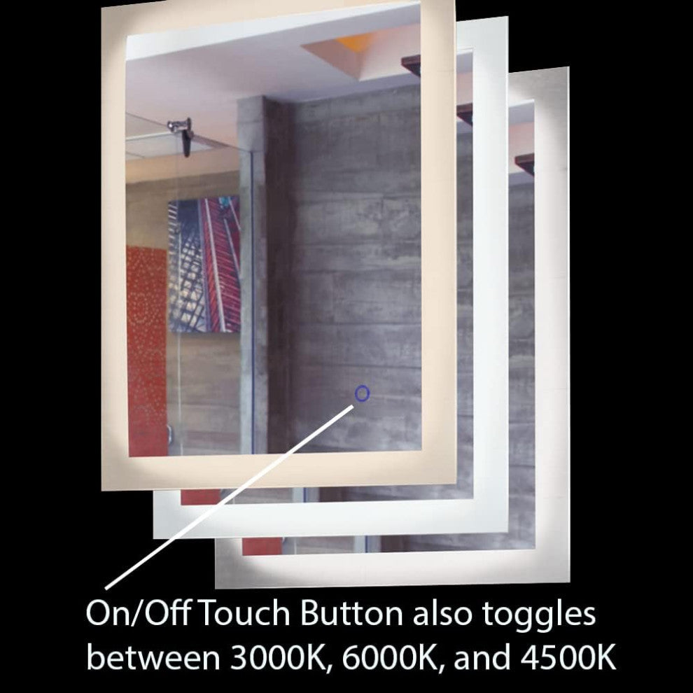 Tri-Color Wall Mounted Backlit LED Bathroom Vanity Mirror