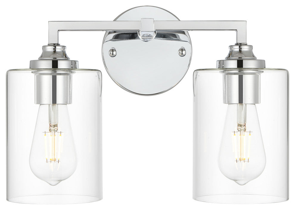 2 Light Chrome And Clear Bath Sconce
