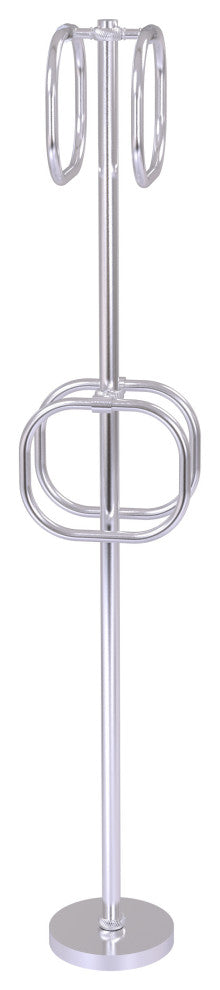 Towel Stand with 4 Integrated Towel Rings, Satin Chrome