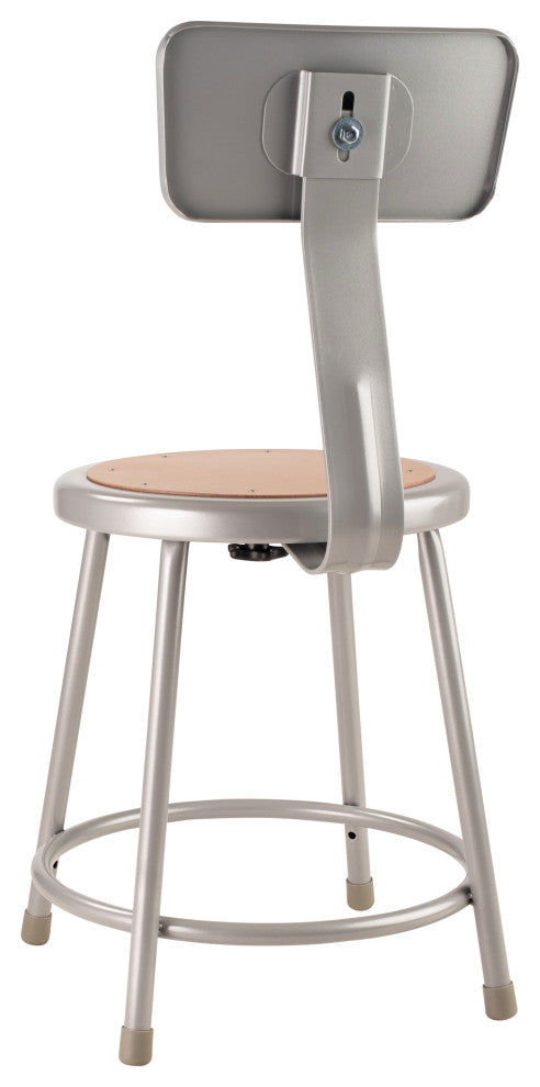 NPS 18"Heavy Duty Steel Stool With Backrest, Grey
