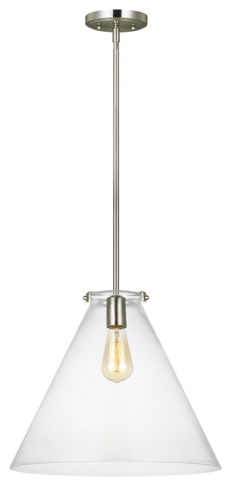 Kate One Light Cone Pendant, Brushed Nickel