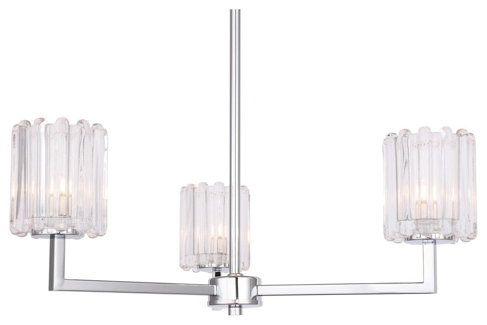 Candice 3-Light Chandelier, Swizzle Stick Cylinder, Halogen G9