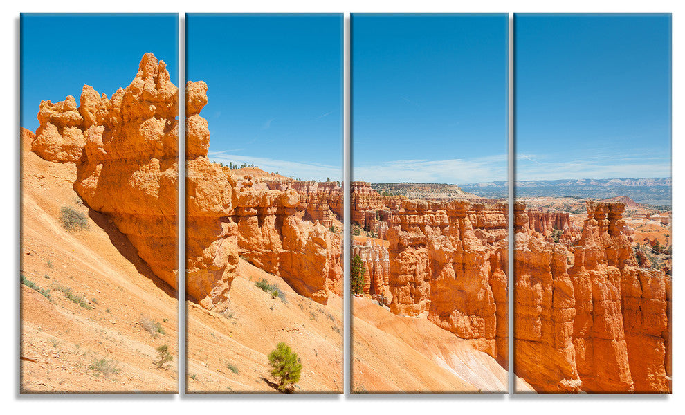 Beautiful Bryce Canyon, Landscape Canvas Art Print, 48"x28", 4 Panels