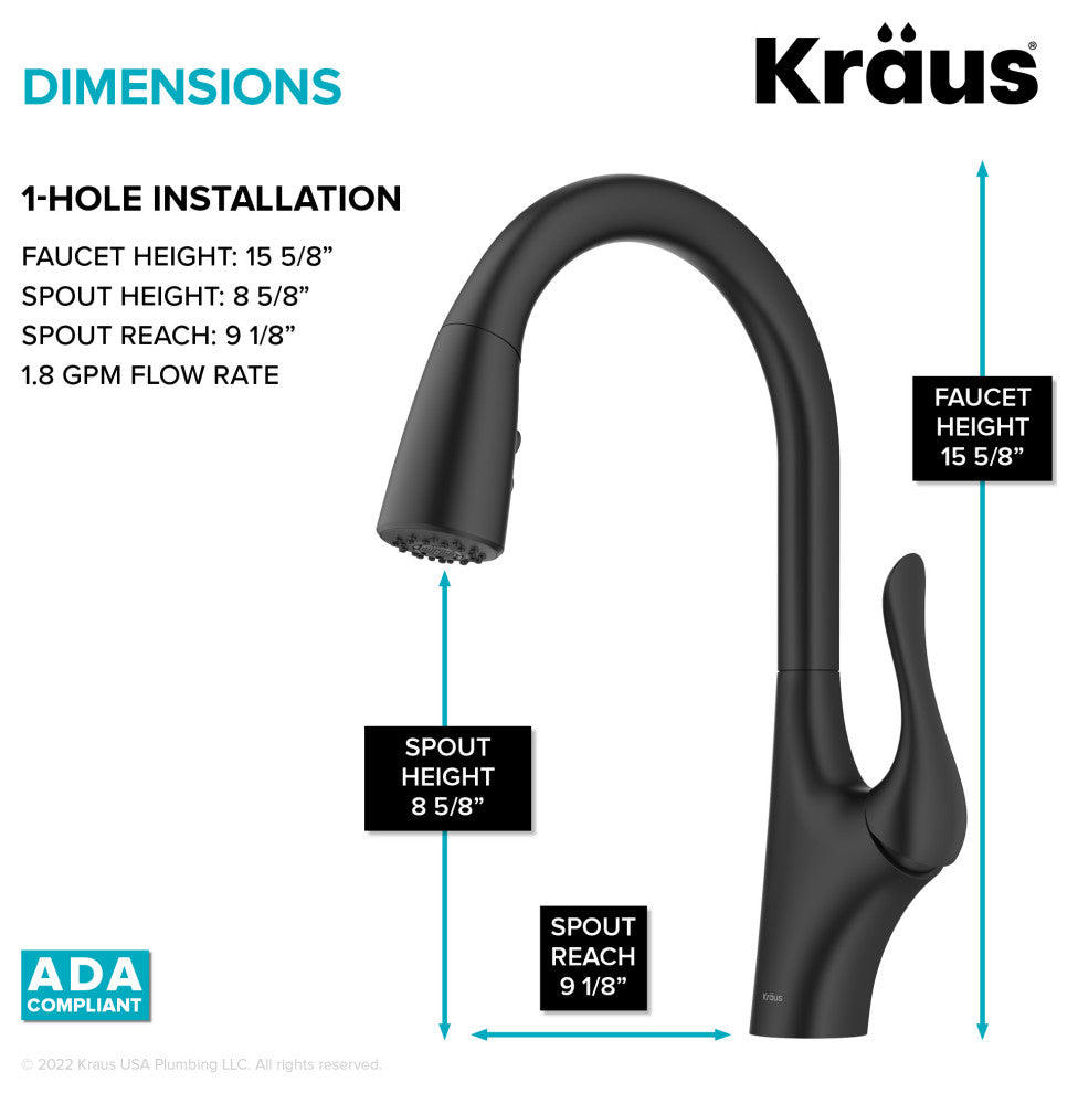 Merlin Pull-Down 1-Hole Kitchen Faucet Matte Black