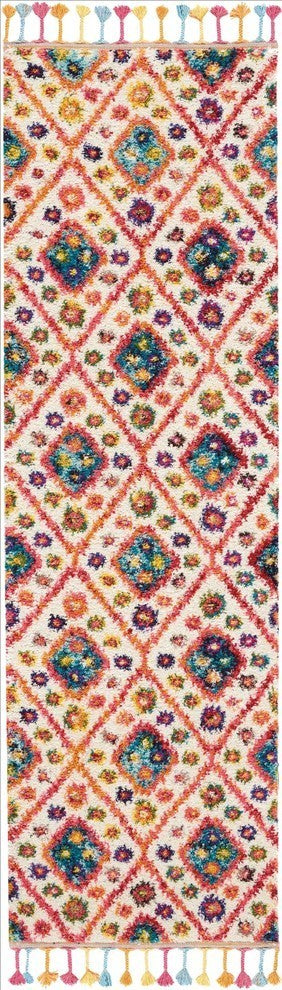 Nourison Moroccan Casbah Ivory/Pink Area Rug, 2'3"x8'