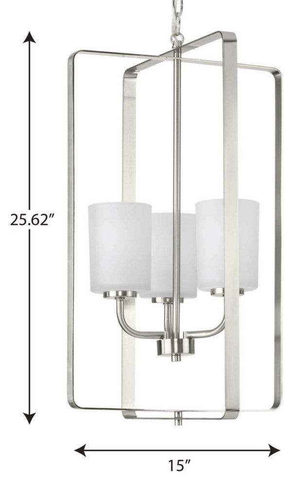 League Collection 3-Light Modern Farmhouse Foyer Chandelier, Brushed Nickel
