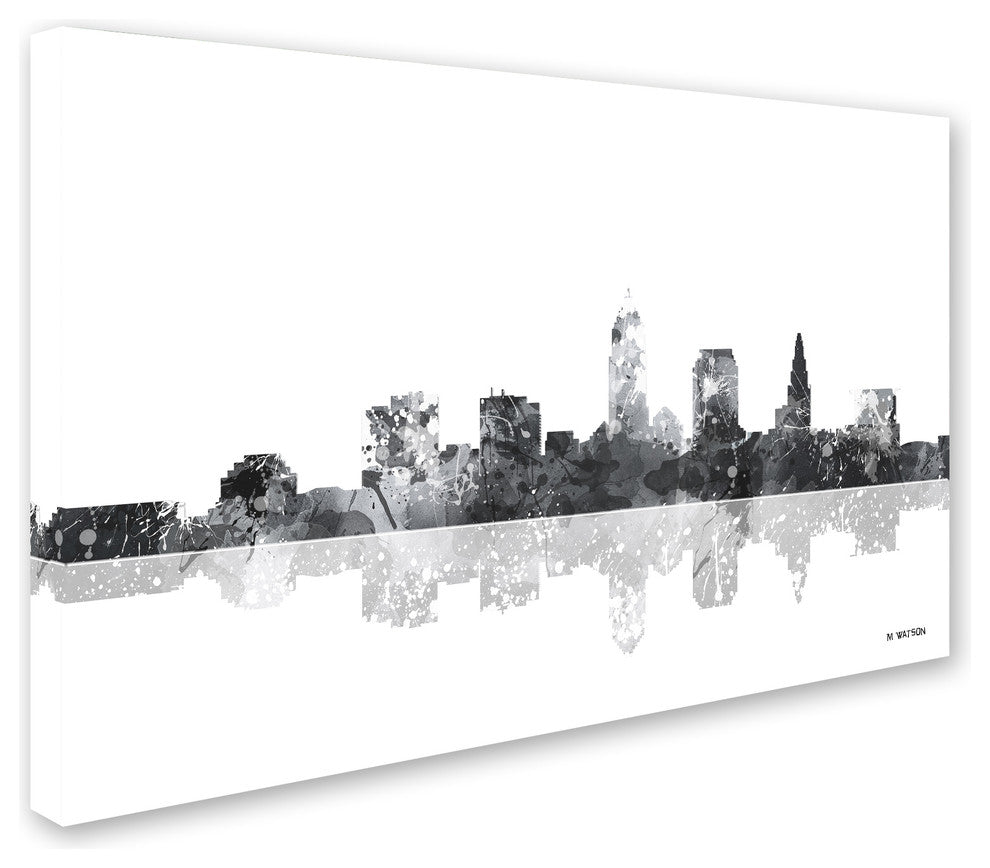 Marlene Watson 'Cleveland Ohio Skyline BG-1' Canvas Art, 22"x32"