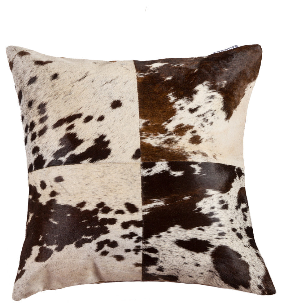 18"x18" Torino Quattro Pillow, Salt and Pepper Chocolate/White