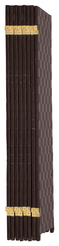 4 ft. Short Woven Fiber Outdoor All Weather Room Divider 8 Panel Dark Brown