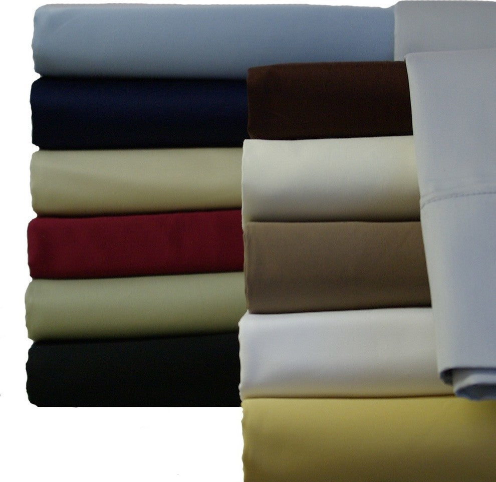 2PC 600 TC Solid 100% Cotton Pillowcases, Black, King