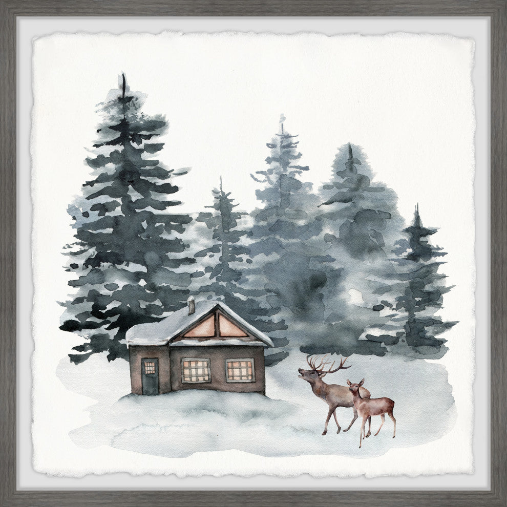"Dreamy Winter Getaway" Framed Painting Print, 18x18
