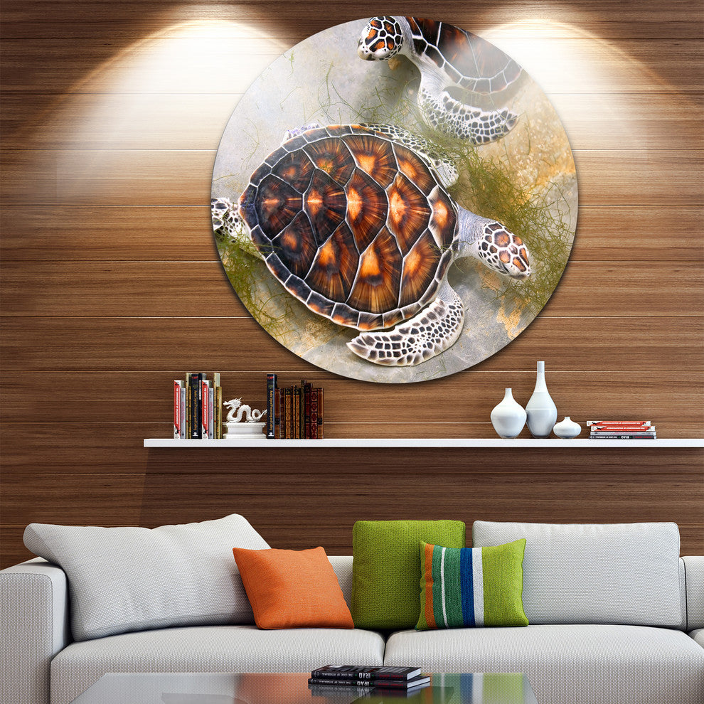 Sea Turtles In Nursery, Animal Round Wall Art, 11"