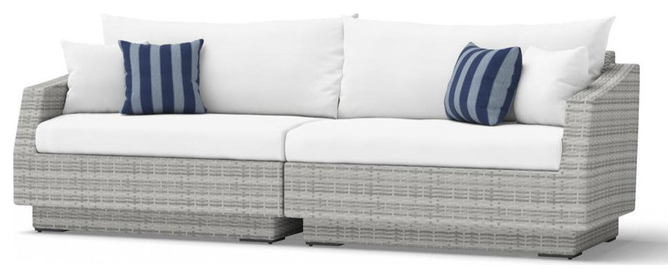 Cannes 9 Piece Sunbrella Outdoor Corner Sectional and Club Chair Seating Set, Centered Ink