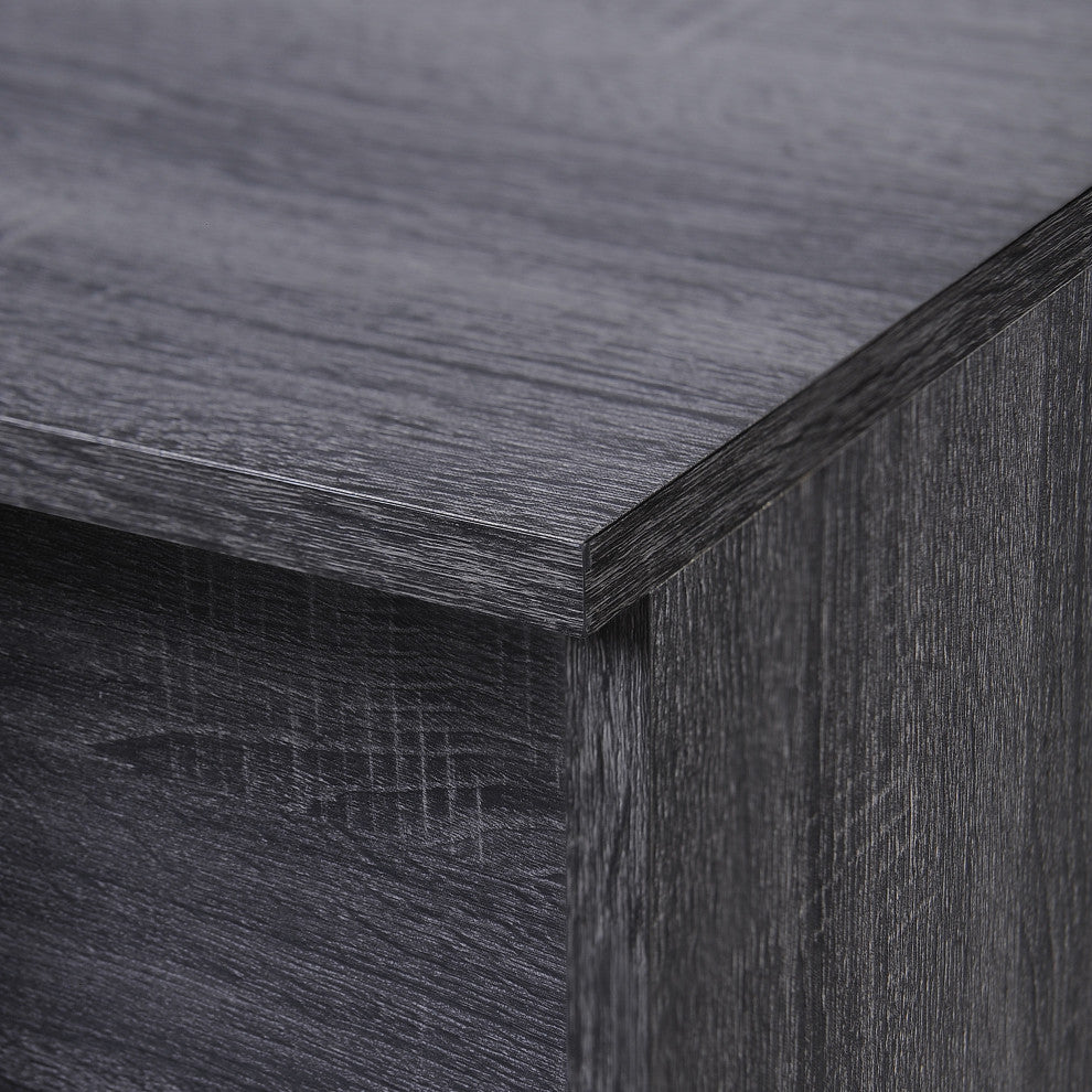 GDF Studio Lochner Mid-Century Modern 15-Bottle Wine and Bar Cabinet, Sonoma Gray Oak, Black