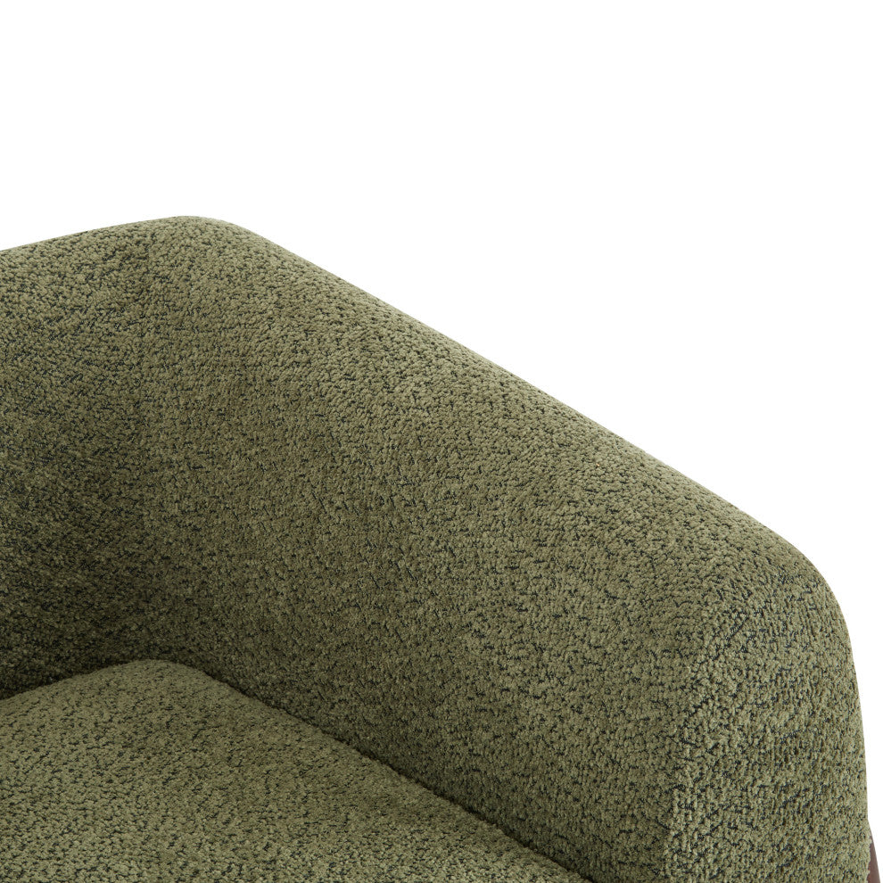 GDF Studio Modern Upholstered Boucle Accent Armchair With Wood Legs, Olive Green