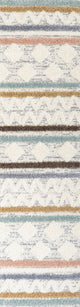 Faiza Moroccan Striped Geometric High-Low Runner Rug, 2 X 8