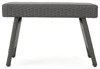 GDF Studio 2-Piece Olivia Outdoor Gray Wicker Chaise Lounge and Table Set