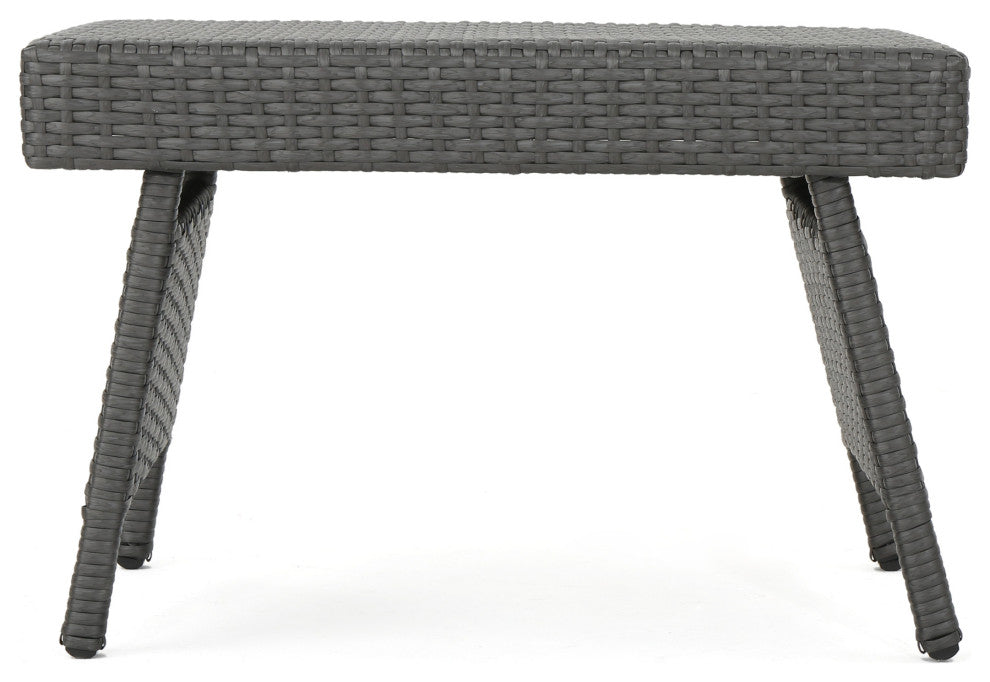 GDF Studio 2-Piece Olivia Outdoor Gray Wicker Chaise Lounge and Table Set