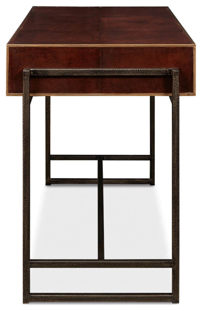 Modern Industrial Leather Desk
