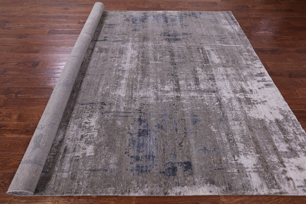 8' 0" X 10' 3" Abstract Hand-Knotted Wool & Silk Rug - Q13088