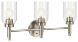 Madden Wall Sconce, Clear Glass, Brushed Nickel, 3 Light