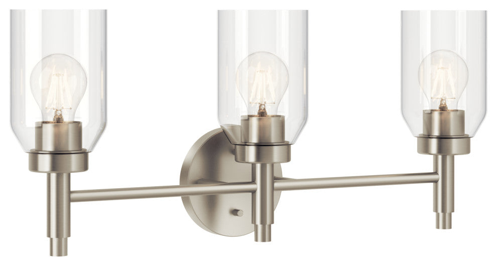 Madden Wall Sconce, Clear Glass, Brushed Nickel, 3 Light