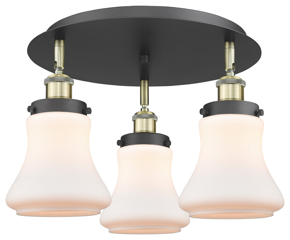 3 17.75" Flush Mount Black Antique Brass