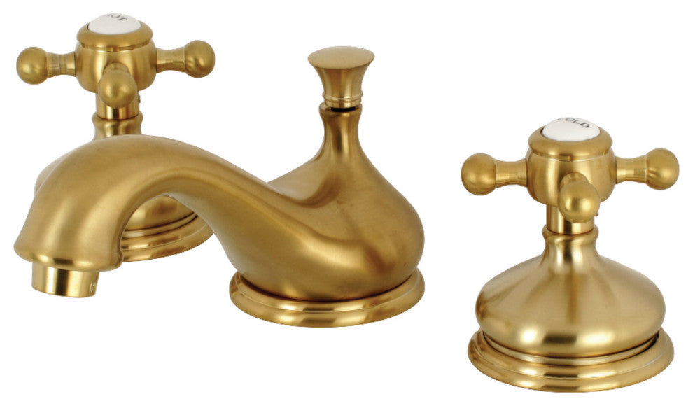 Kingston Brass Widespread Bathroom Faucet With Brass Pop-Up, Brushed Brass