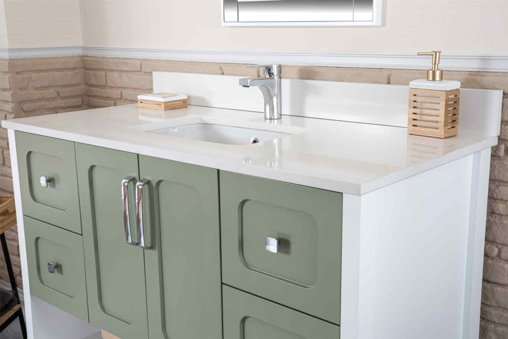 Florin Collection 48" Bathroom Vanity With Sink, Mirror, Countertop, Green