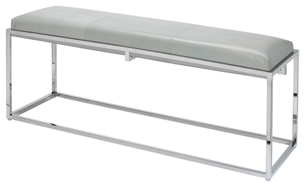 Shelby Leather Bench, Grey