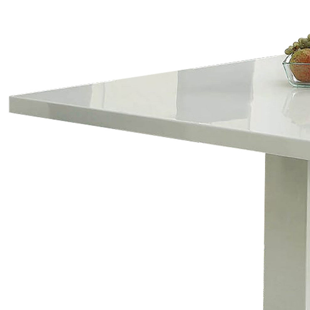Modern Style Metal Dining Table with T Shaped Design Structure, White