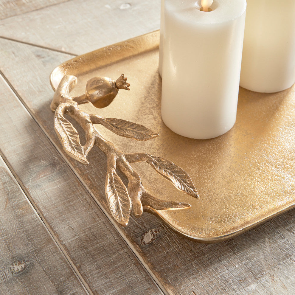 Pomegranate Branch Decorative Trays, Set of 2
