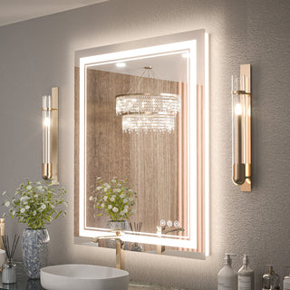 Bathroom Wall Mirror, Frontlit/Backlit, Dimmable, 30"x36"