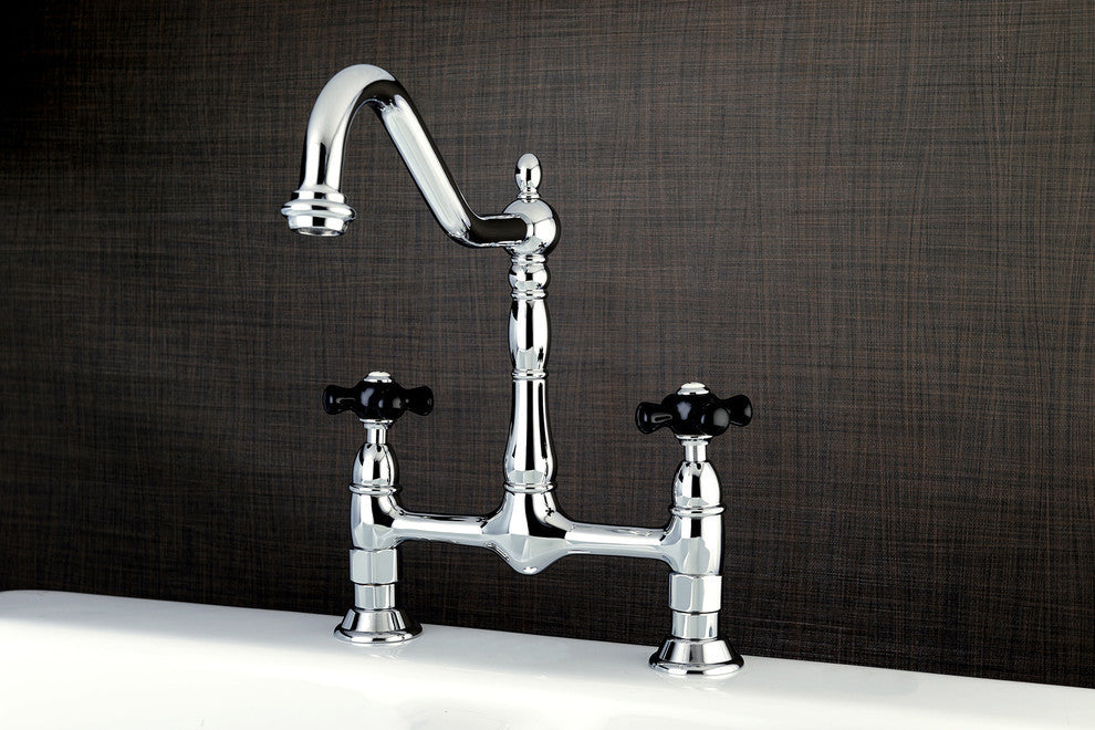 Kingston Brass Bridge Kitchen Faucet, Polished Chrome