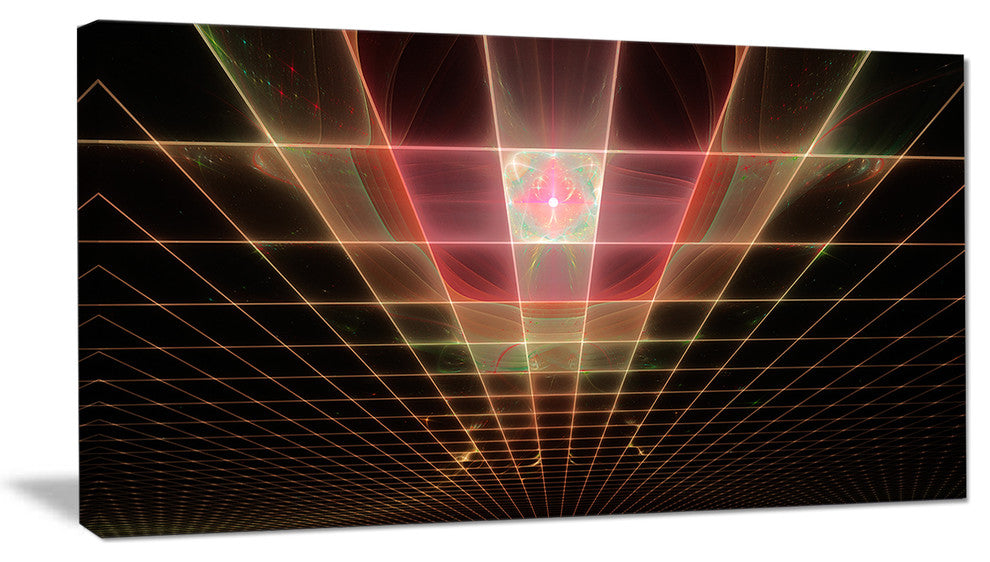 Pink on Black Laser Protective Grids, Abstract Canvas Art Print, 32x16