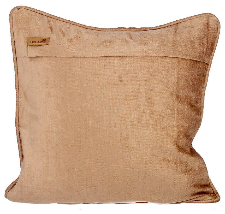 Beige Decorative Pillow Covers 14"x14" Velvet, Knotty Pearl Beige