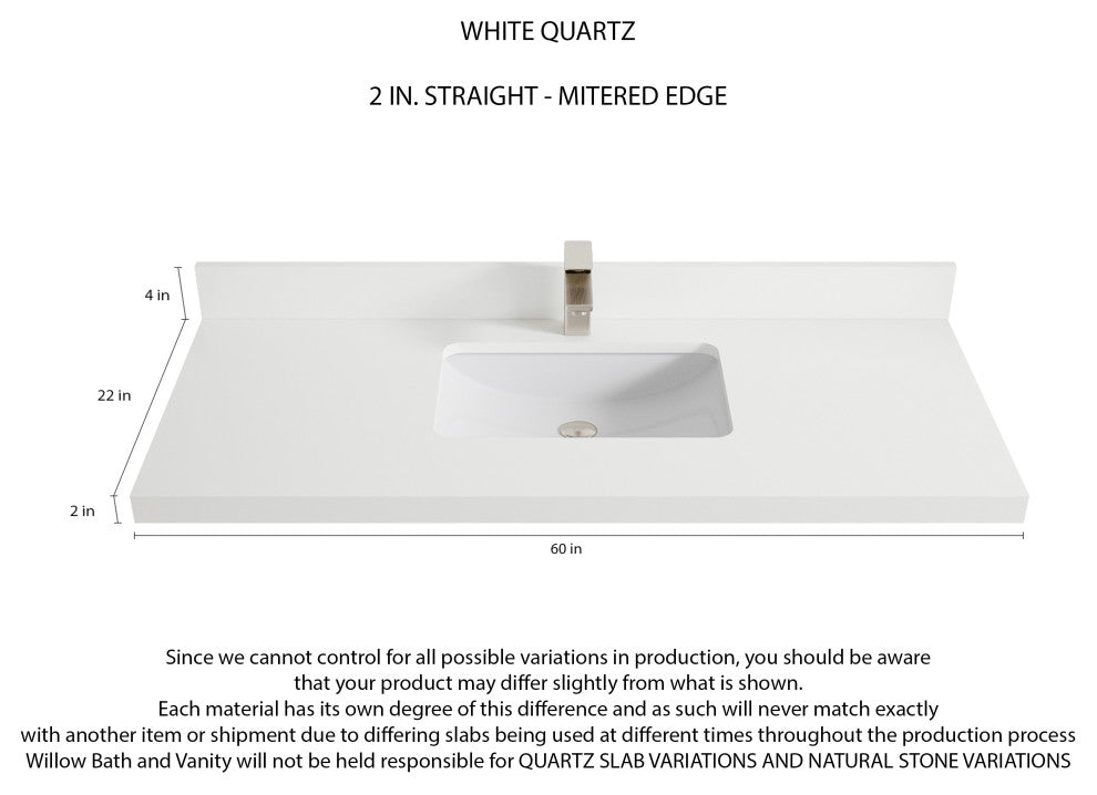 Madison Teak 60 Single Bathroom Vanity in Light Natural 2" White Quartz