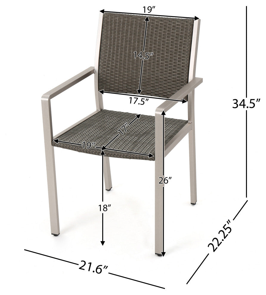 GDF Studio Coral Bay Outdoor Wicker Dining Chairs With Aluminum Frame, Set of 2