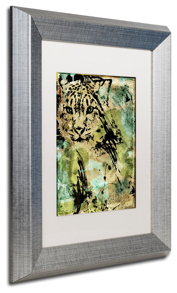 Color Bakery 'Leopard Ink' Matted Framed Art, Silver Frame, White Mat, 11x14