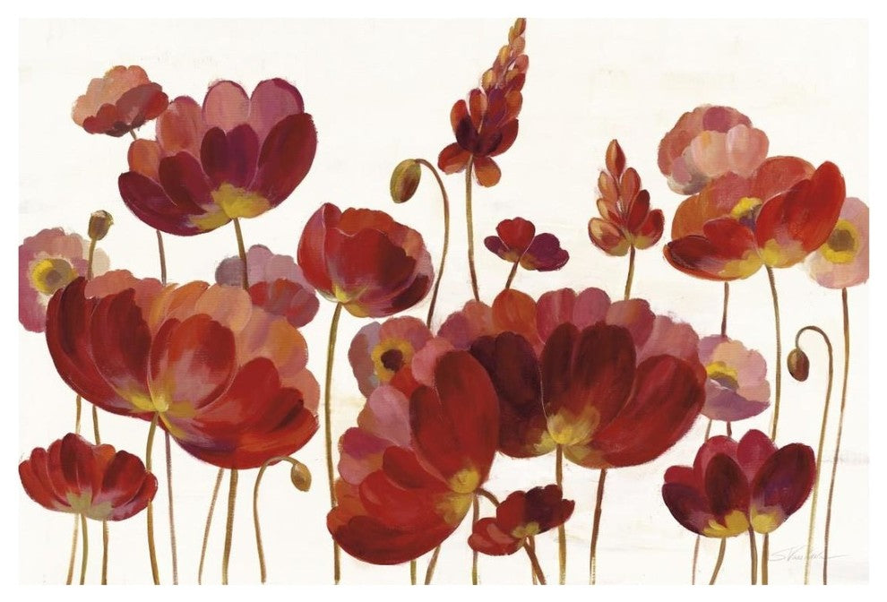 "Red Flowers on White Crop" Digital Paper Print by Silvia Vassileva, 26"x18"