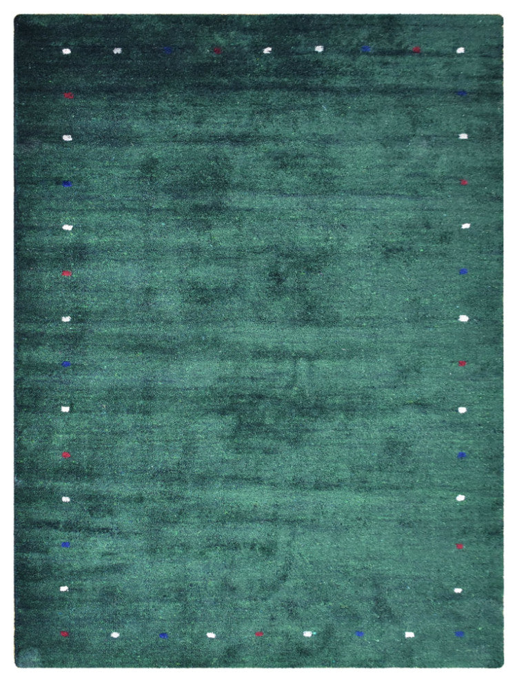 Hand Knotted Loom Silk Mix Area Rug Contemporary Dark Green