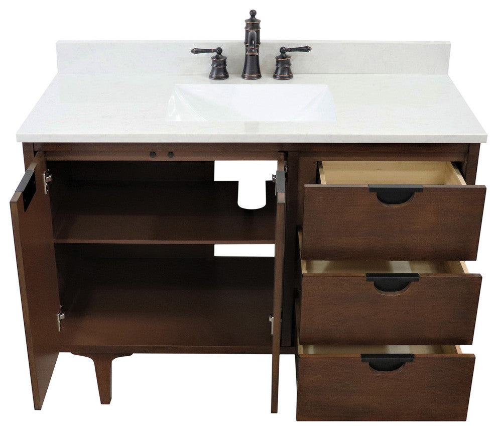 49" Single Sink Vanity, Dark Cherry With Engineered Stone Top
