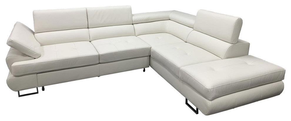 LUTON Leather Sectional Sleeper Sofa, Right Corner