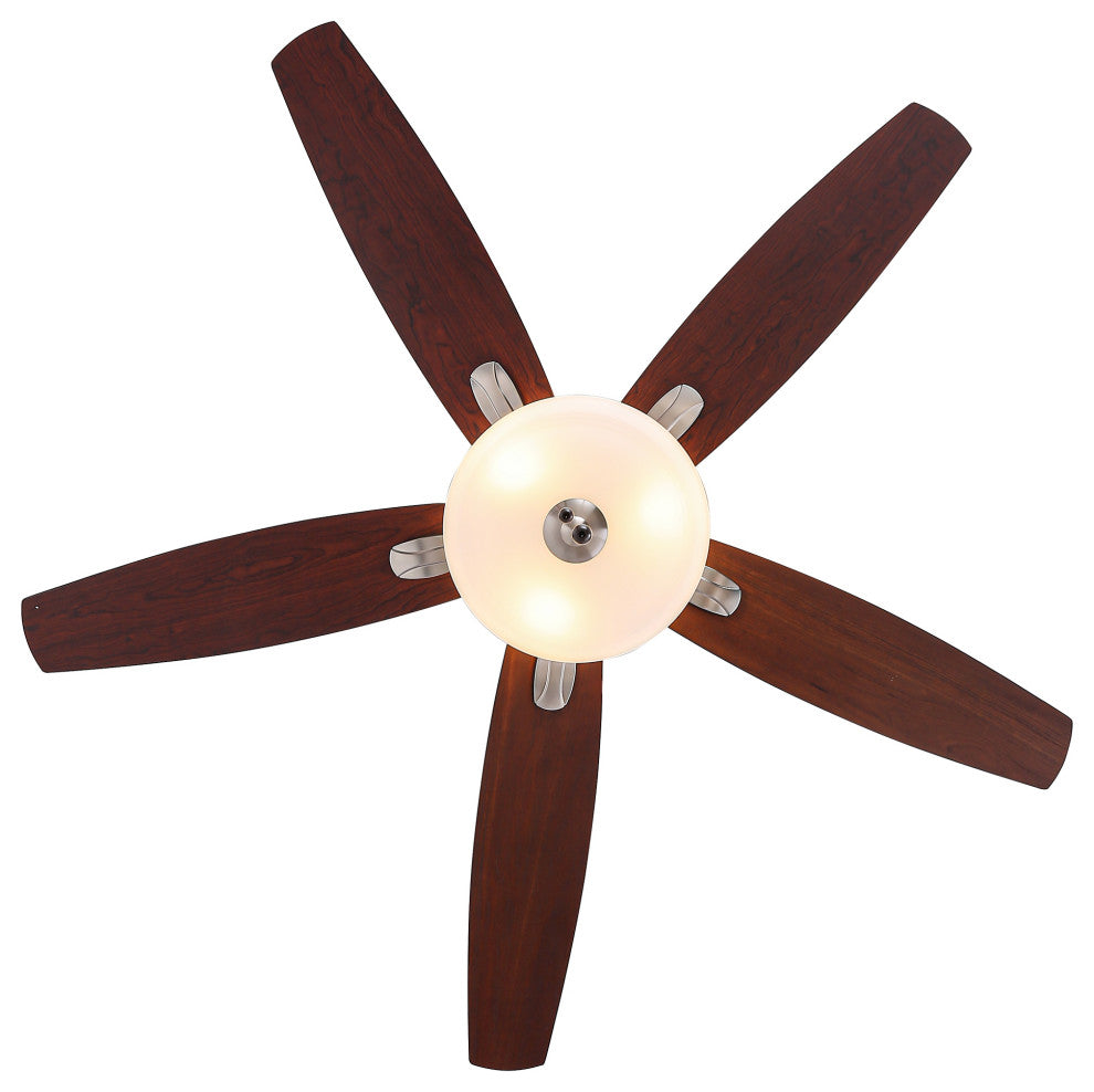 52-inch Polished Nickel Modern Ceiling Fan with Light