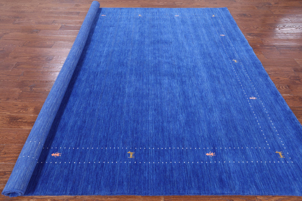 8' Square Handmade Persian Gabbeh Wool Rug Q6991