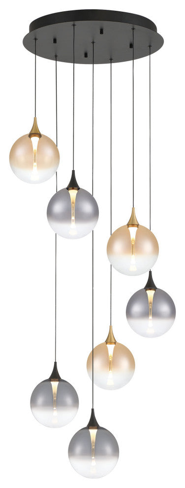 Iissa 7L 21" Gold-Black Mix Chandelier
