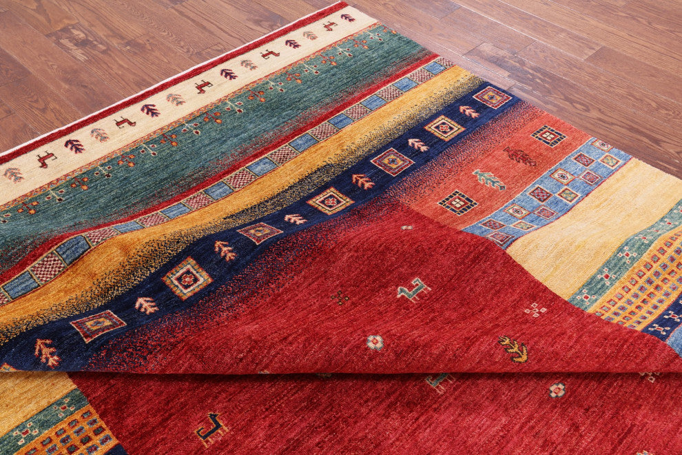 8' 4" X 12' 0" Tribal Persian Gabbeh Handmade Wool Rug Q4892