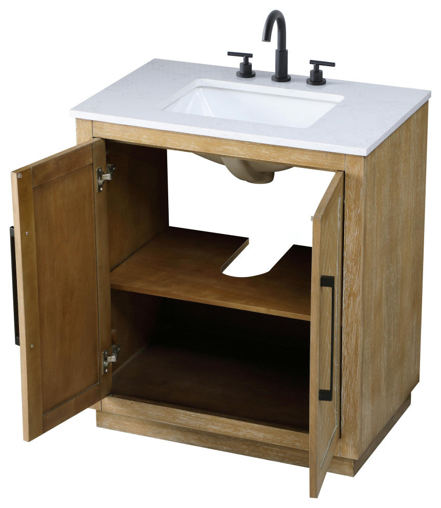 Home Living 30" Single Bathroom Vanity, Linen Oak