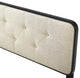 Tufted Headboard, Twin Size, Wood, Fabric, Black Beige, Modern Mid-Century