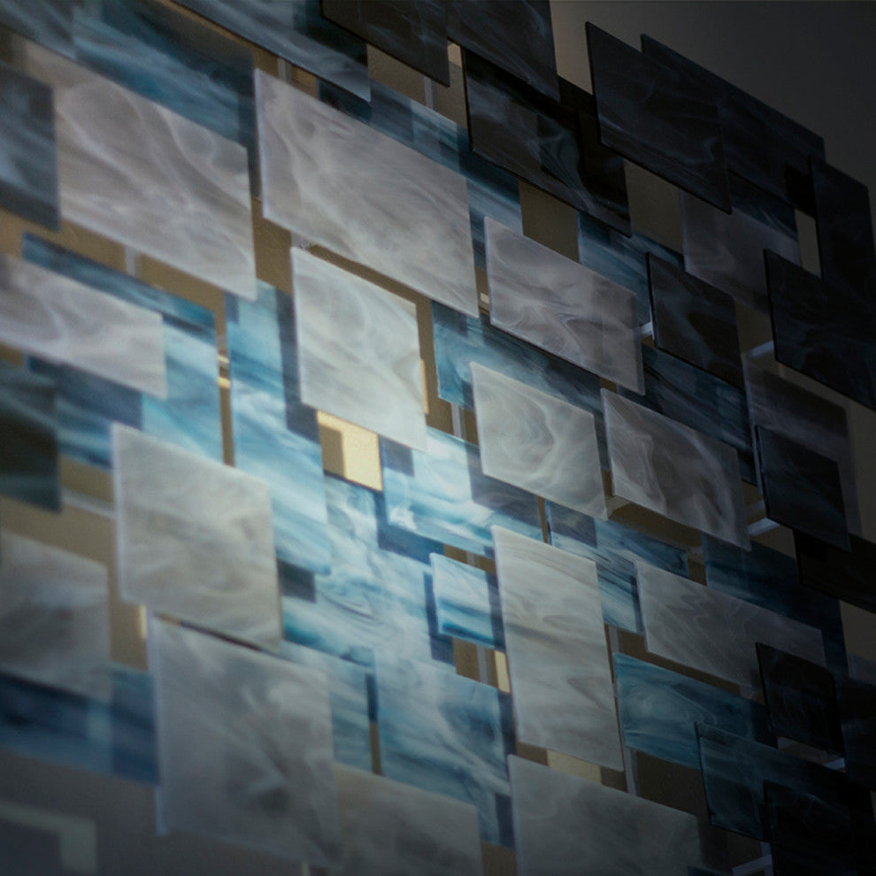 Modern Glass and Metal 3D Wall Sculpture "Arctic", 71"x44"x4"